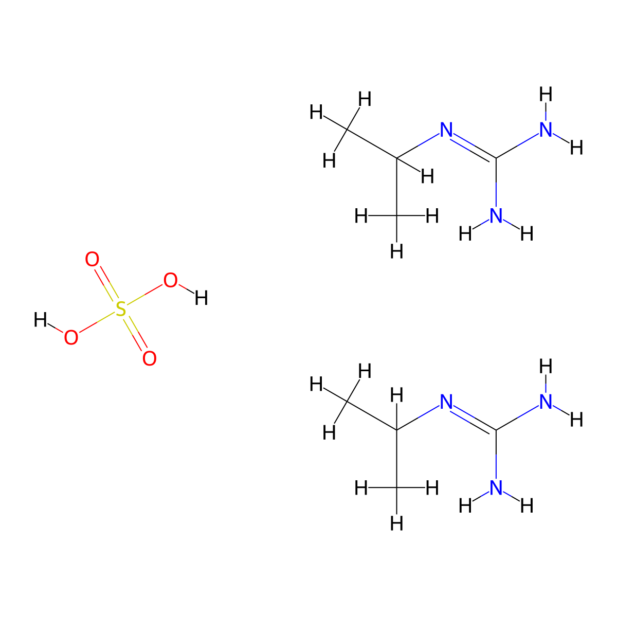 bis(N-(propan-2-yl)guanidine); sulfuric acid molecular structure, CAS 77197-09-2
