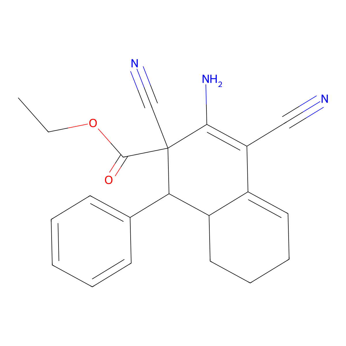 Ethyl 3-amino-2,4-dicyano-1-phenyl-1,2,6,7,8,8a-hexahydronaphthalene-2-carboxylate molecular structure, CAS 77198-36-8
