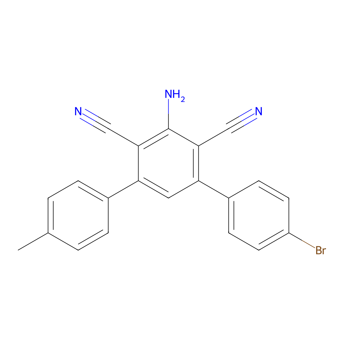 2-Amino-4-(4-bromophenyl)-6-(4-methylphenyl)benzene-1,3-dicarbonitrile molecular structure, CAS 77198-49-3