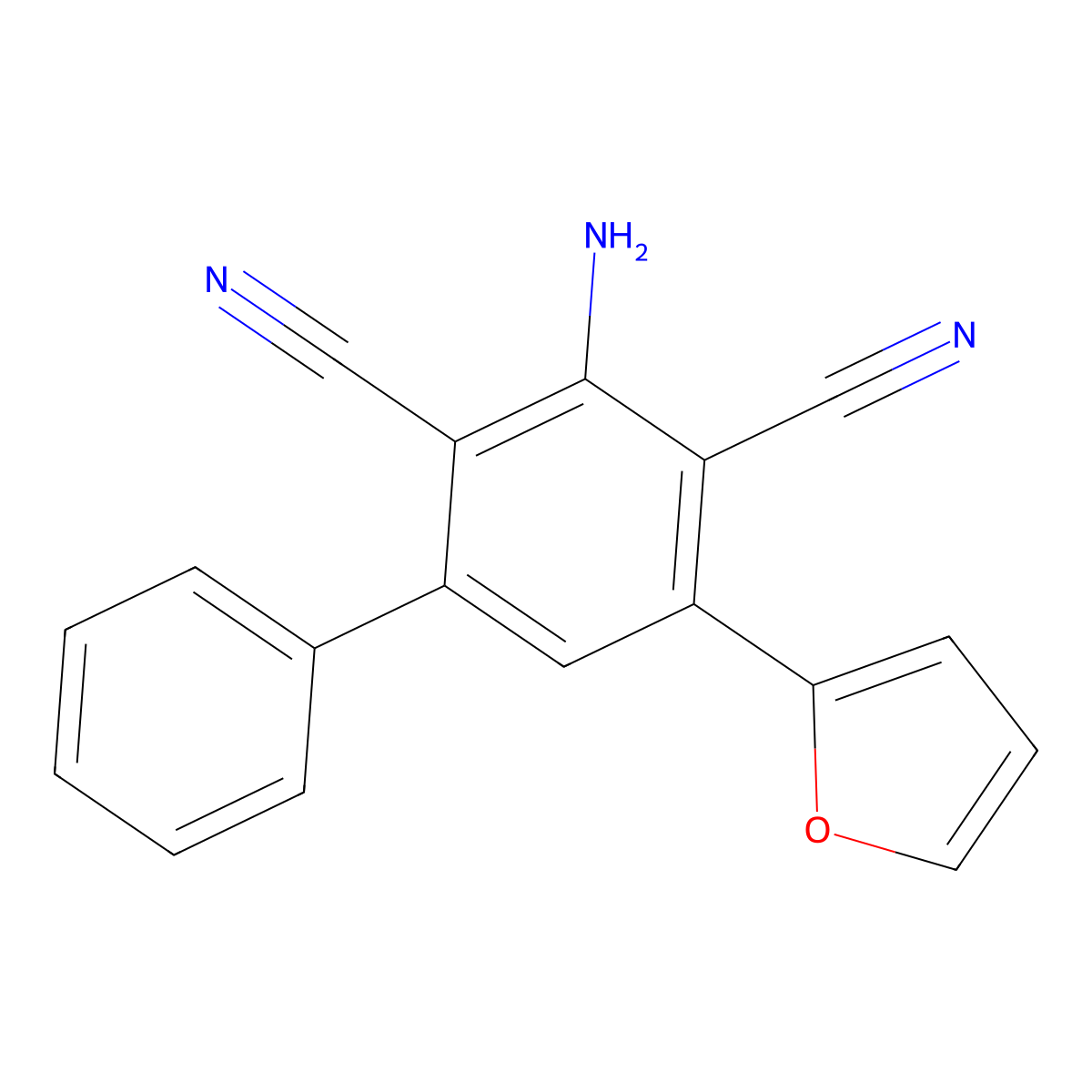 3-Amino-5-(furan-2-yl)biphenyl-2,4-dicarbonitrile molecular structure, CAS 77198-57-3