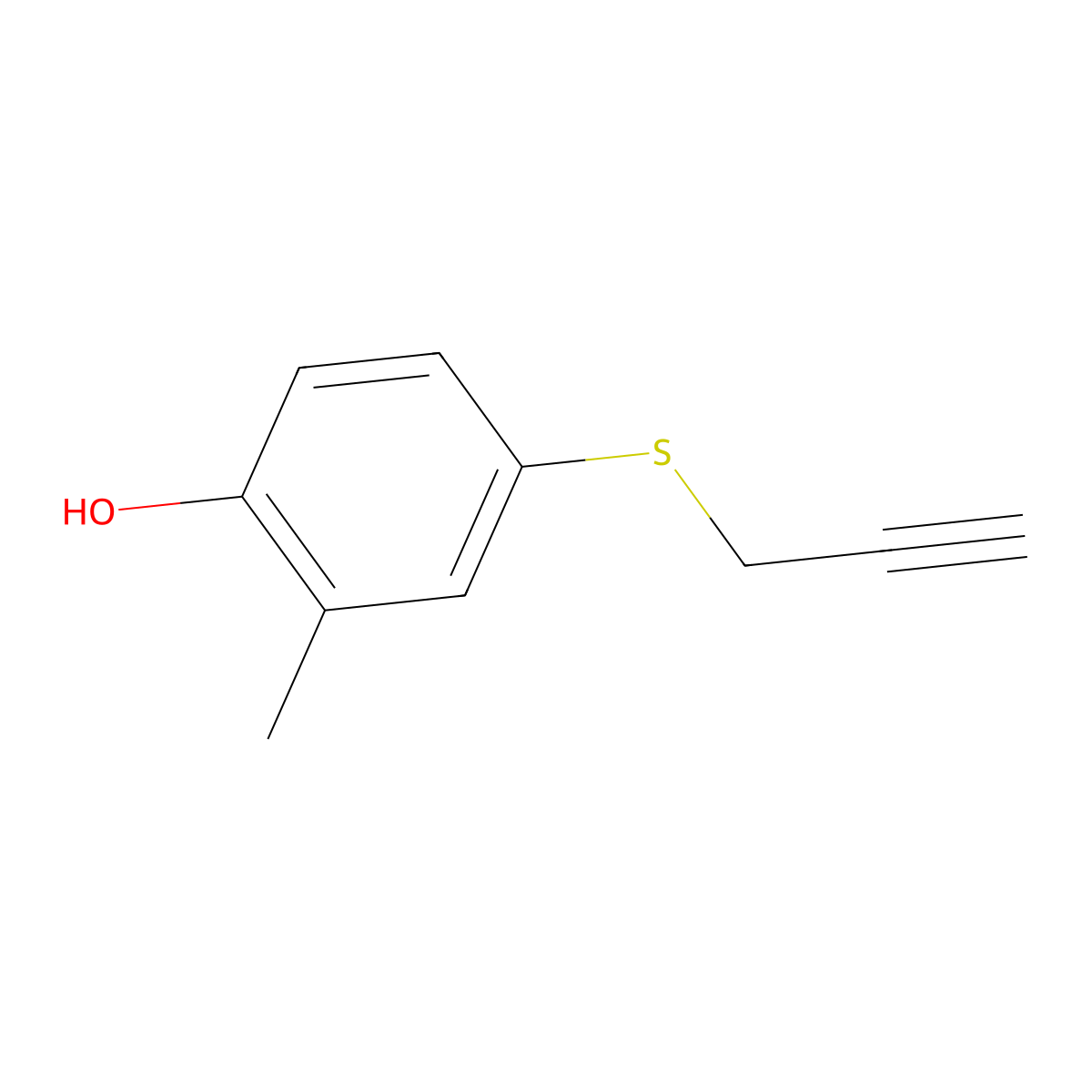 2-Methyl-4-(prop-2-yn-1-ylsulfanyl)phenol molecular structure, CAS 772-57-6