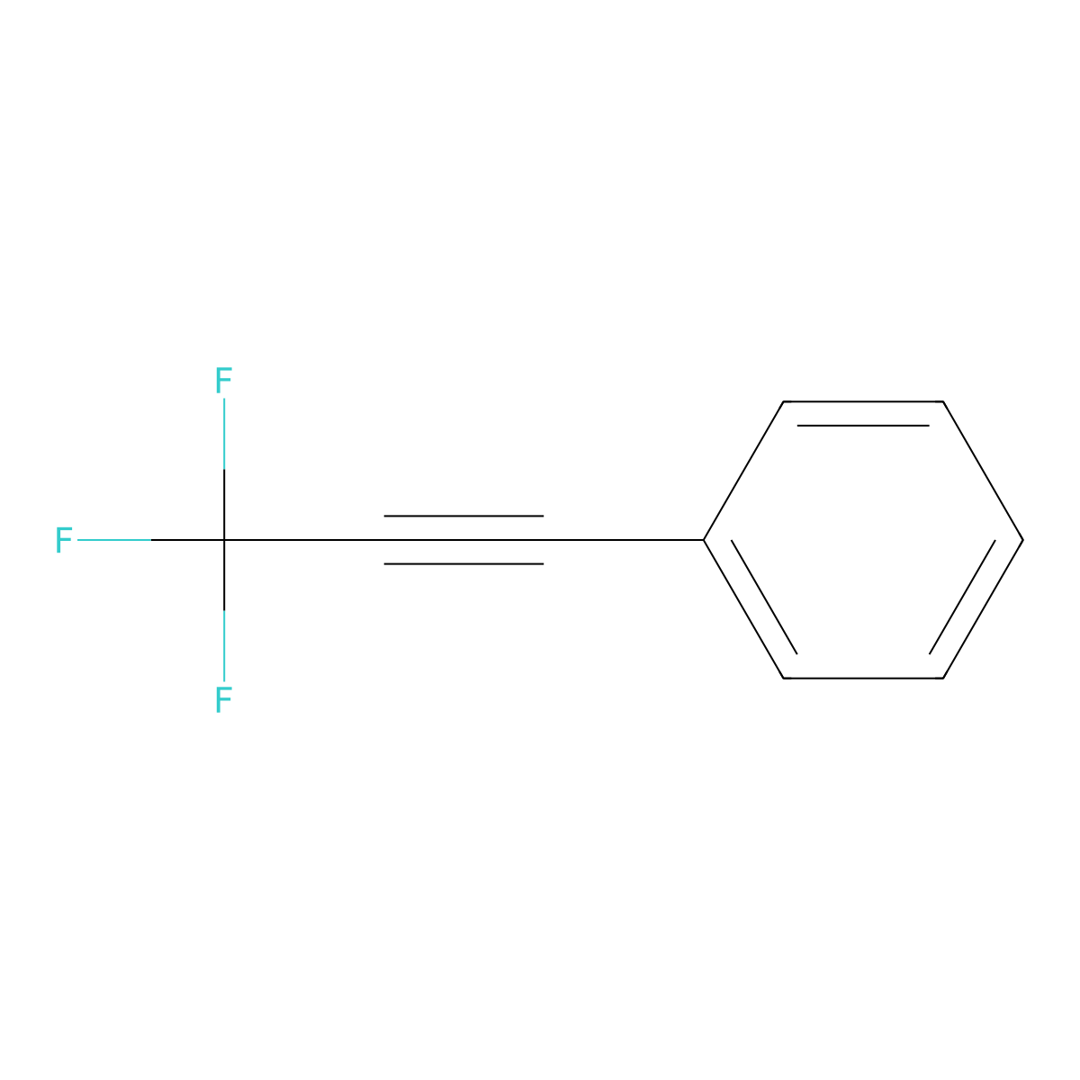 Benzene, (3,3,3-trifluoro-1-propynyl)- molecular structure, CAS 772-62-3