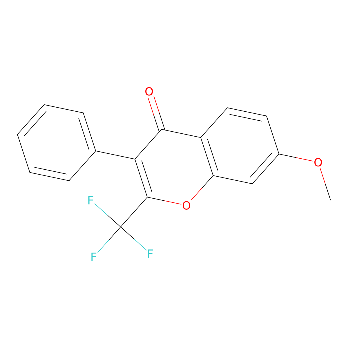 7-methoxy-3-phenyl-2-(trifluoromethyl)-4H-chromen-4-one molecular structure, CAS 77200-39-6