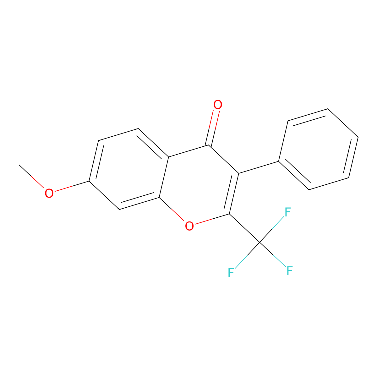 7-methoxy-3-phenyl-2-(trifluoromethyl)-4H-chromen-4-one molecular structure, CAS 77200-39-6