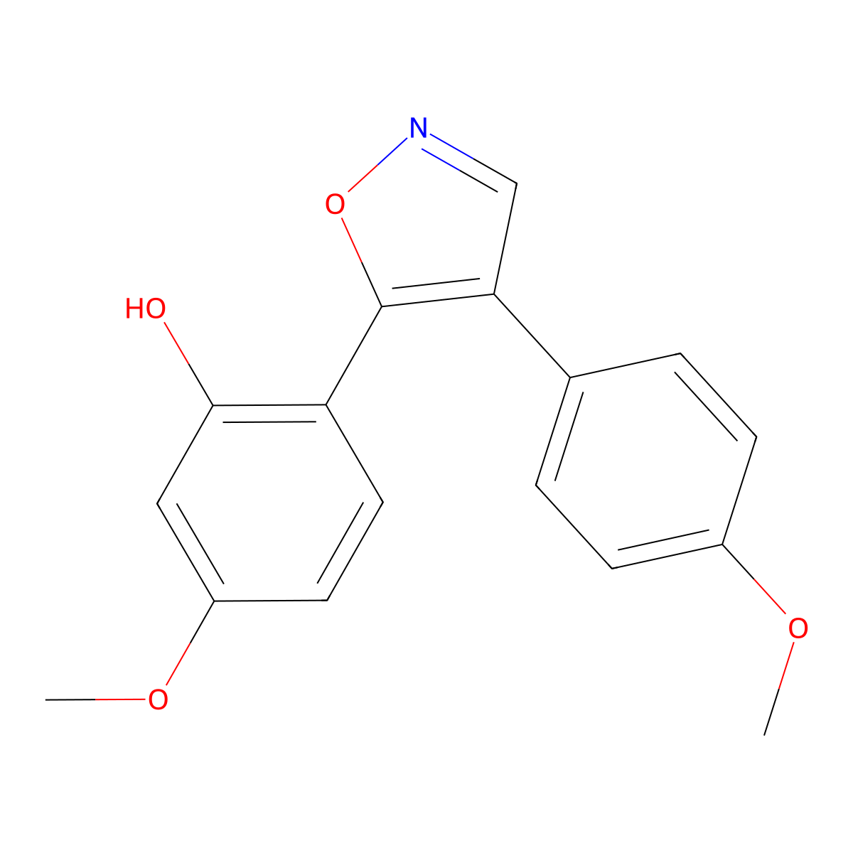 5-Methoxy-2-[4-(4-methoxyphenyl)-1,2-oxazol-5-yl]phenol molecular structure, CAS 77200-42-1