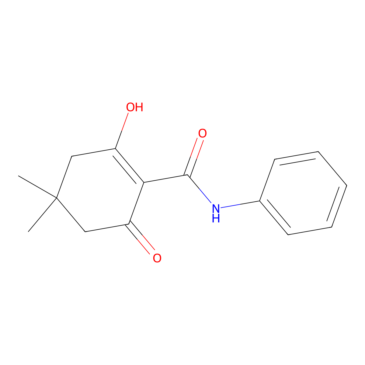 2-hydroxy-4,4-dimethyl-6-oxo-N-phenylcyclohex-1-ene-1-carboxamide molecular structure, CAS 7721-66-6