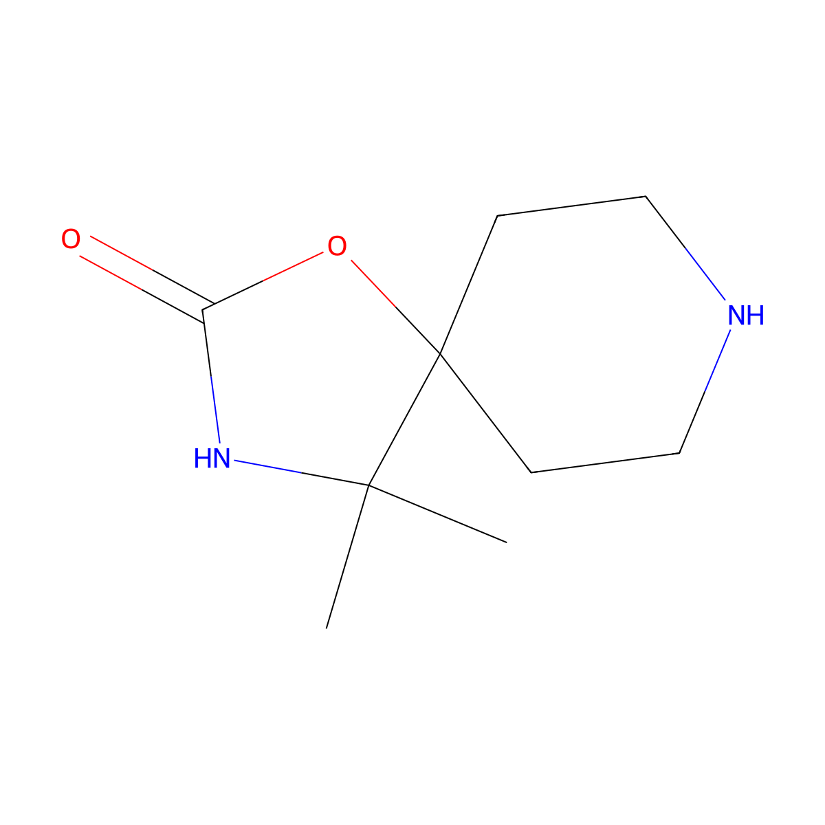 4,4-Dimethyl-1-oxa-3,8-diazaspiro[4.5]decan-2-one molecular structure, CAS 77211-49-5