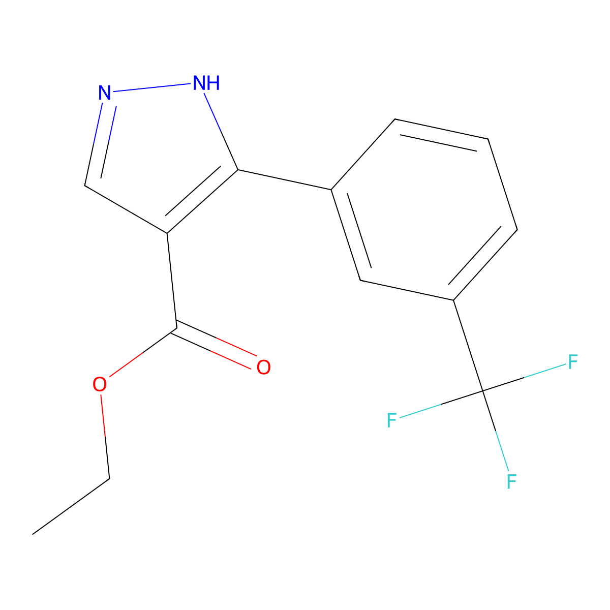 ethyl 5-[3-(trifluoromethyl)phenyl]-1H-pyrazole-4-carboxylate molecular structure, CAS 77212-22-7