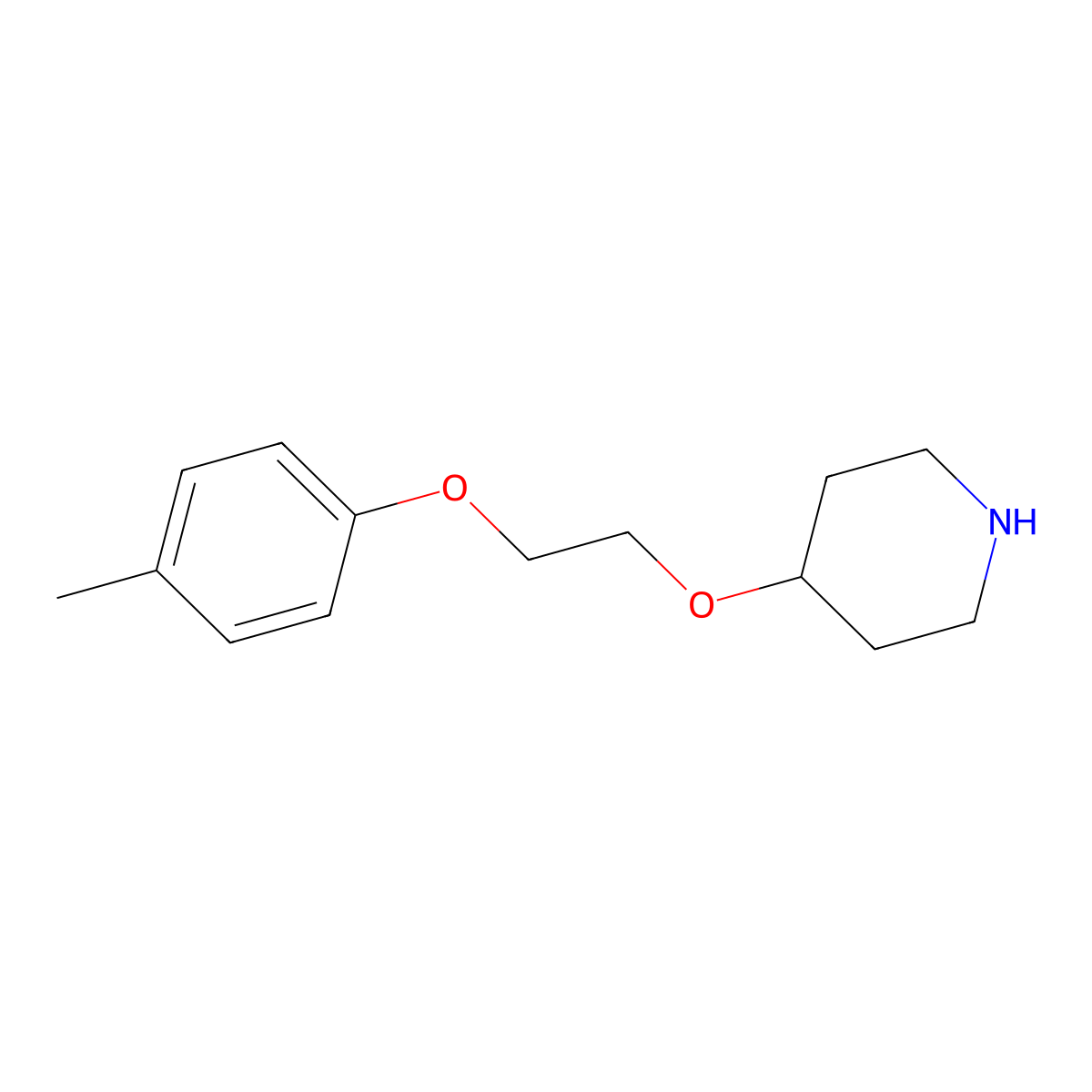 4-(2-(p-Tolyloxy)ethoxy)piperidine molecular structure, CAS 77218-14-5