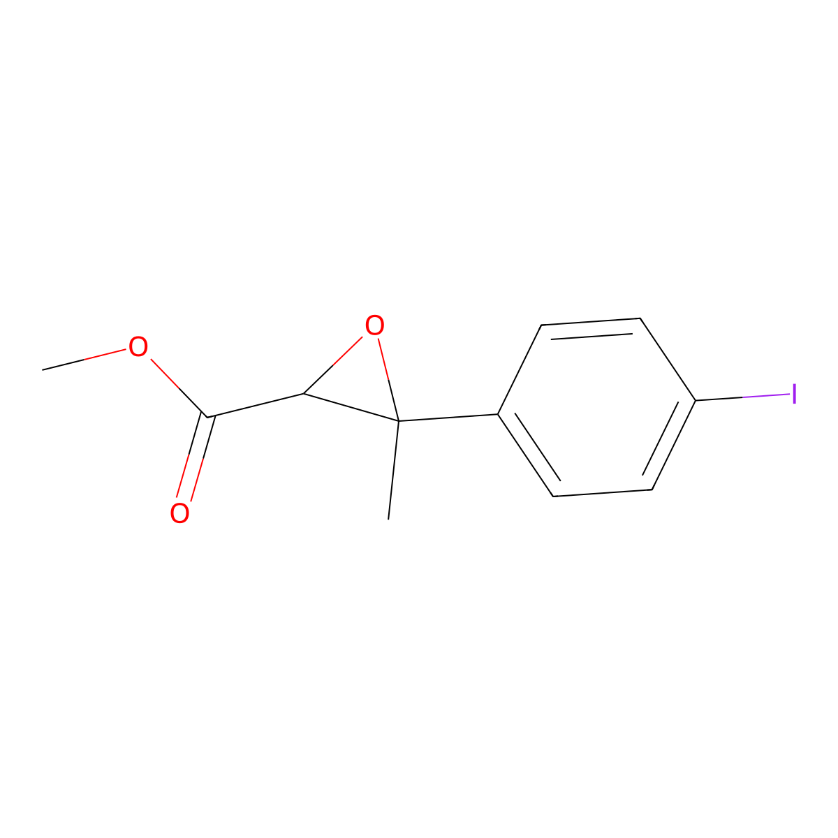 Methyl 3-(4-iodophenyl)-3-methyloxirane-2-carboxylate molecular structure, CAS 77226-46-1