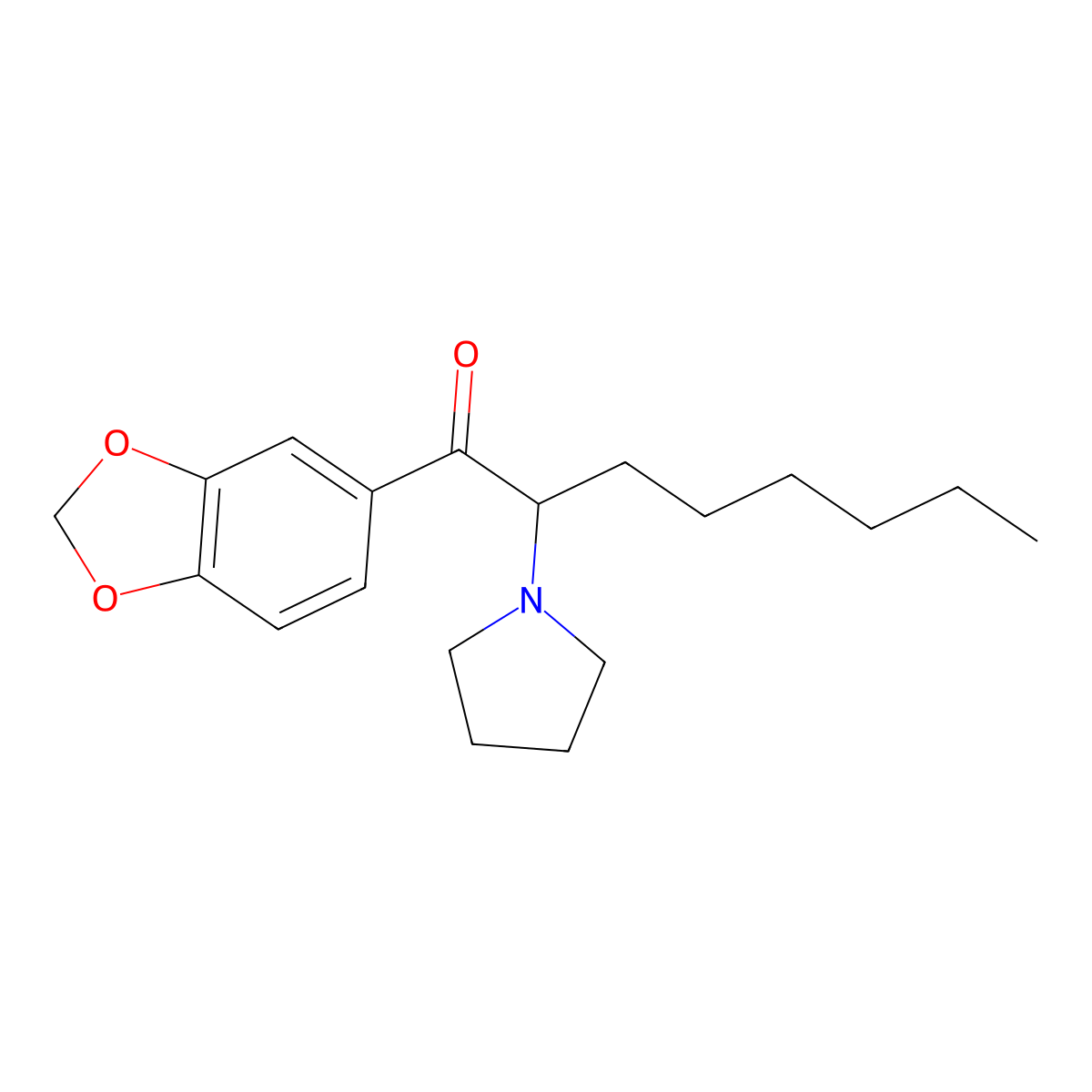 1-(1,3-Benzodioxol-5-yl)-2-(pyrrolidin-1-yl)octan-1-one molecular structure, CAS 772276-19-4