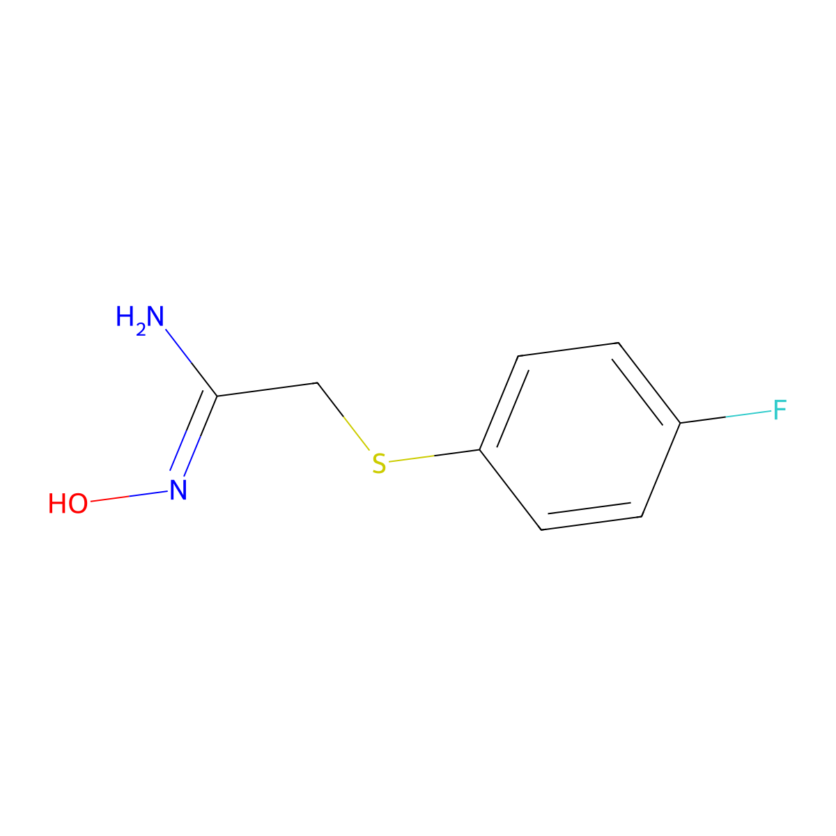 2-[(4-fluorophenyl)sulfanyl]-N-hydroxyethanimidamide molecular structure, CAS 772282-95-8