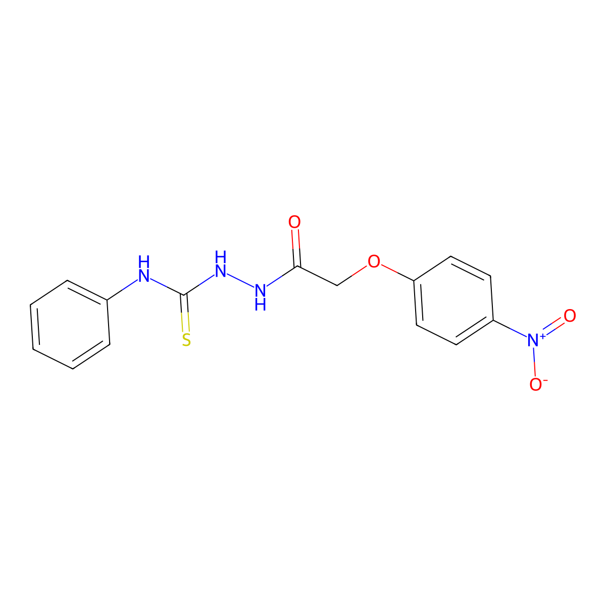 2-(4-nitrophenoxy)-N-[(phenylcarbamothioyl)amino]acetamide molecular structure, CAS 77229-38-0