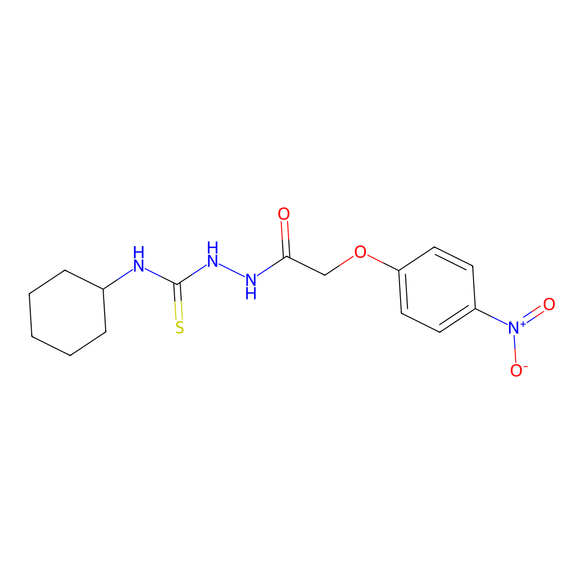 1-Cyclohexyl-3-[[2-(4-nitrophenoxy)acetyl]amino]thiourea molecular structure, CAS 77229-51-7