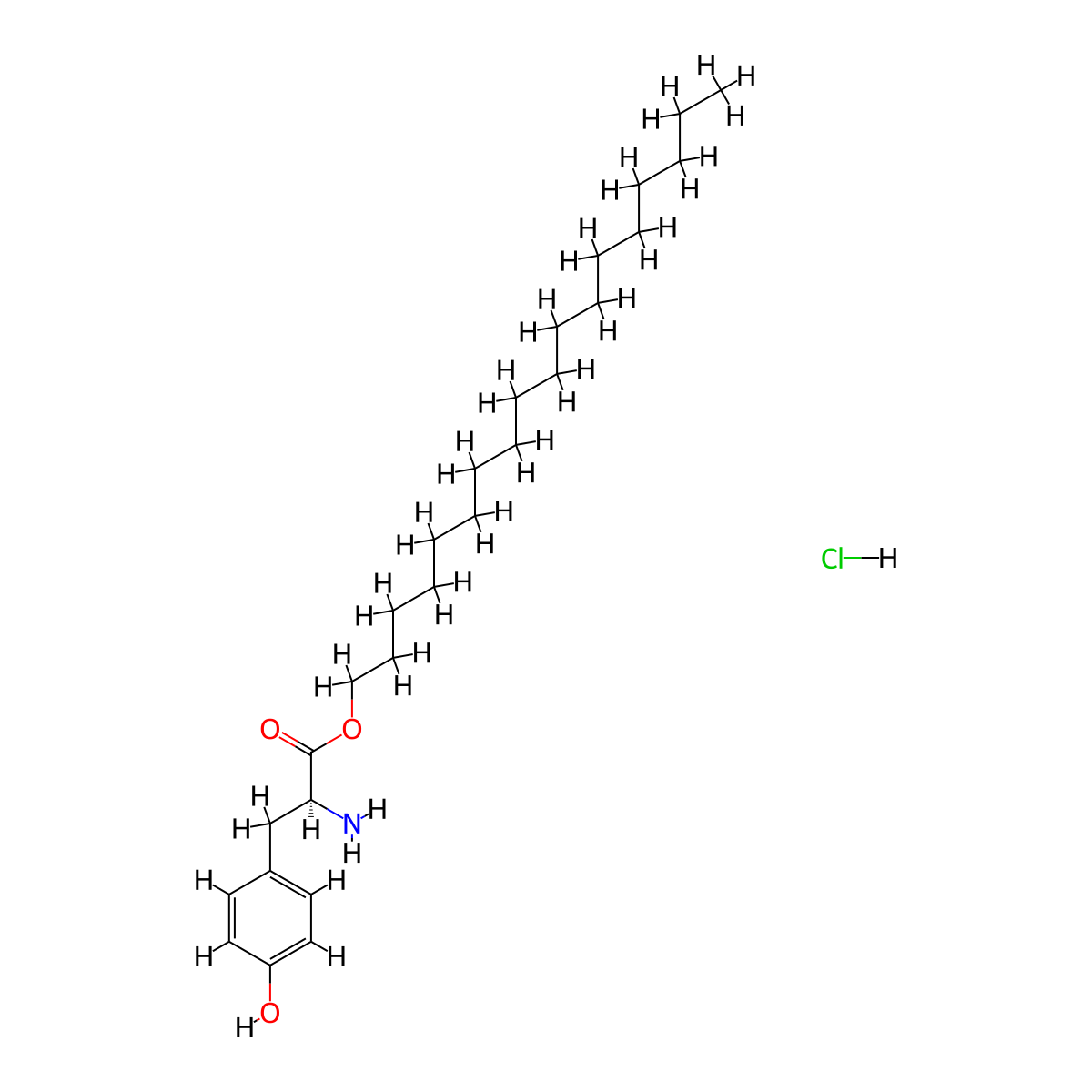 (S)-octadecyl 2-amino-3-(4-hydroxyphenyl)propanoate hydrochloride molecular structure, CAS 77229-76-6