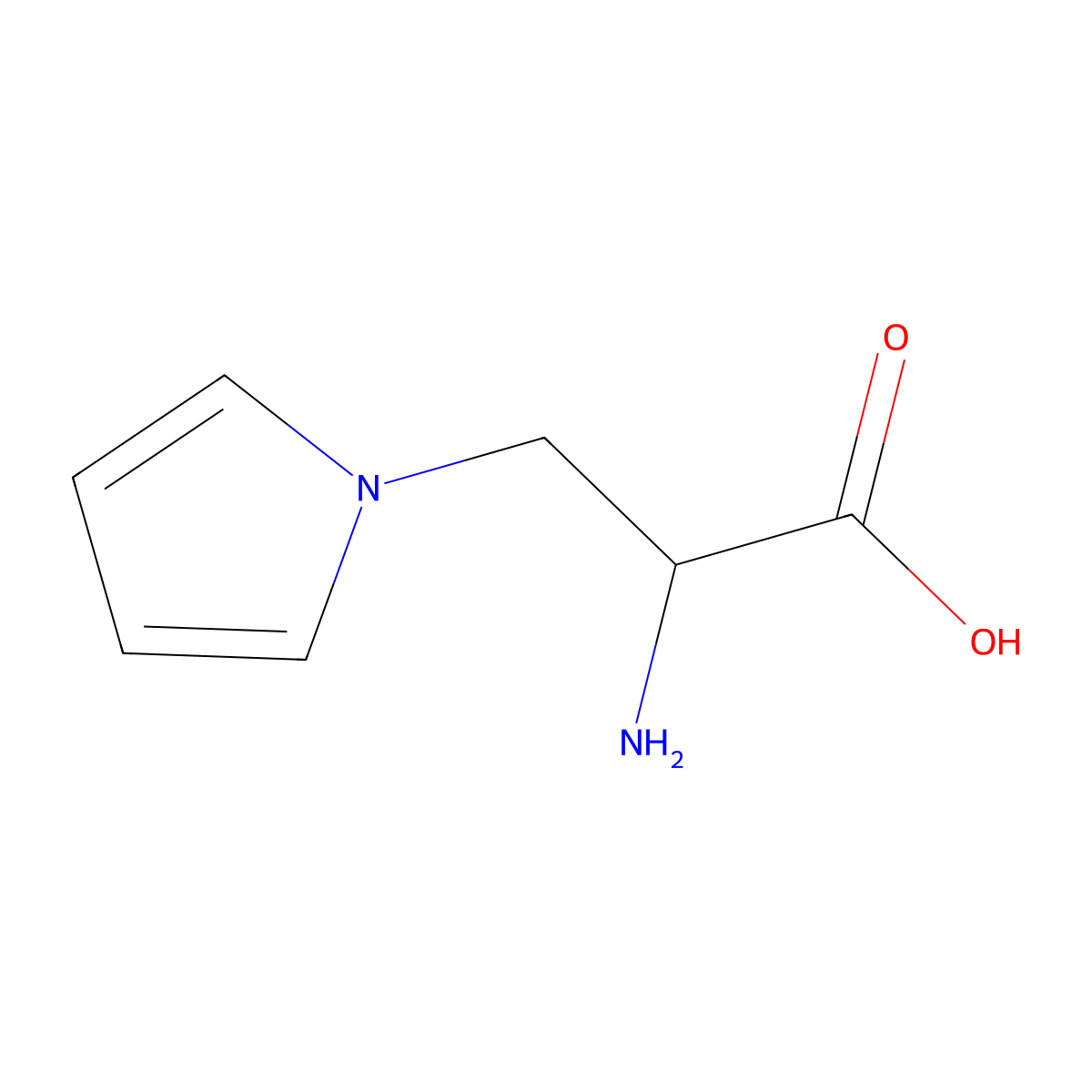 2-amino-3-(1H-pyrrol-1-yl)propanoic acid molecular structure, CAS 7723-30-0