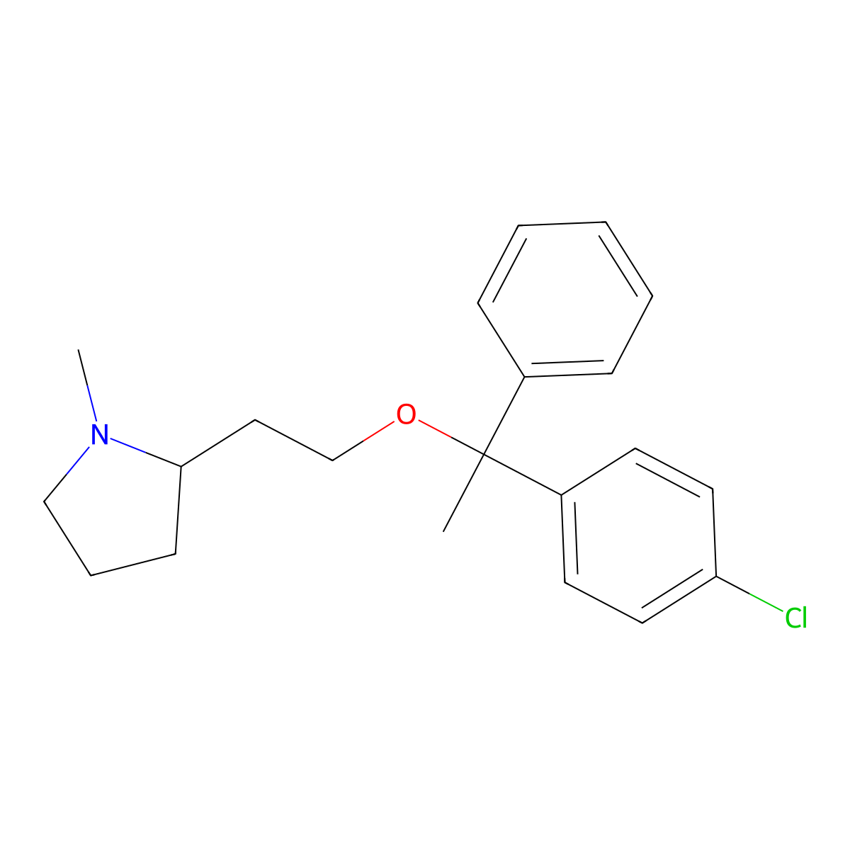 2-[2-[1-(4-Chlorophenyl)-1-phenylethoxy]ethyl]-1-methylpyrrolidine molecular structure, CAS 7723-51-5