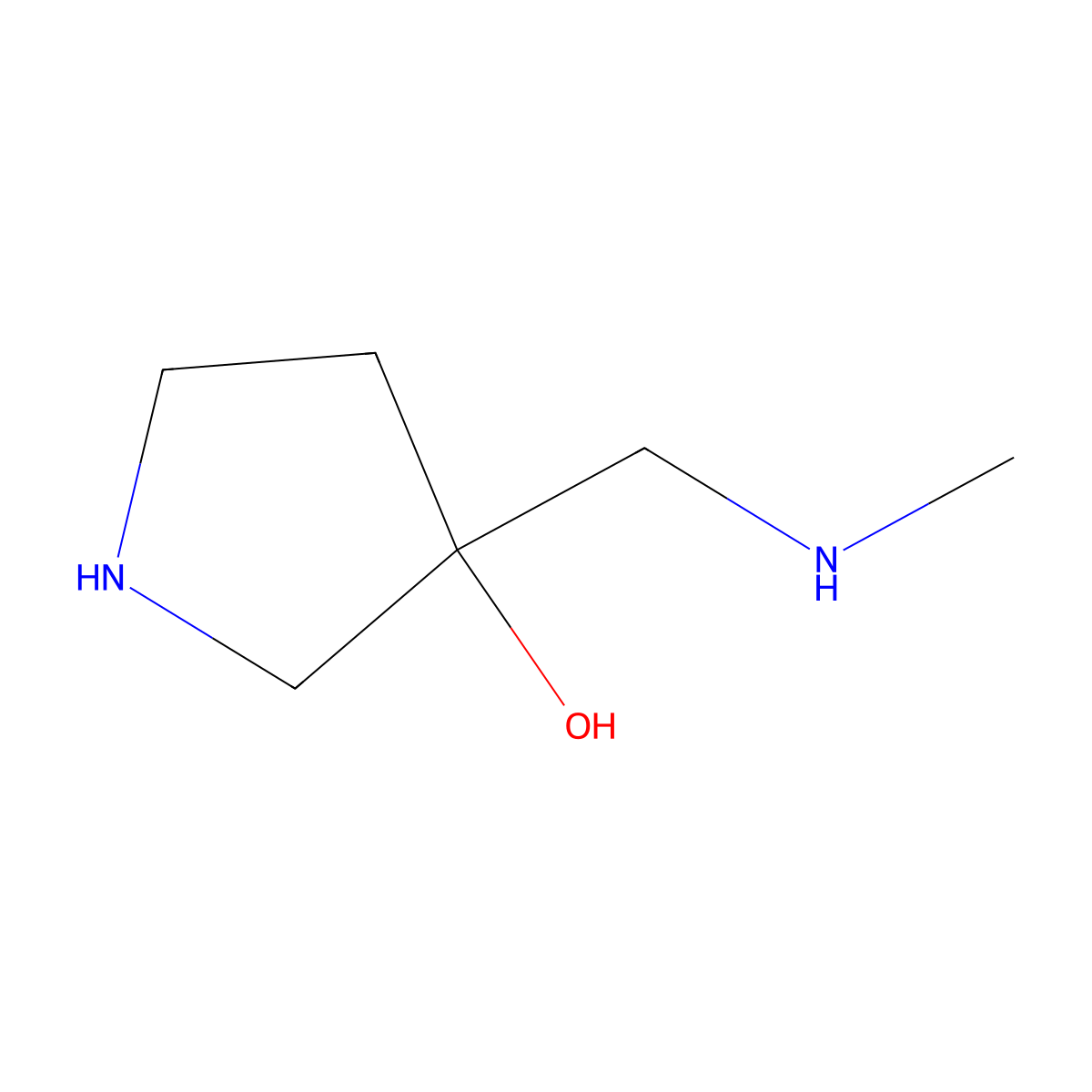 3-((Methylamino)methyl)pyrrolidin-3-ol molecular structure, CAS 772304-37-7