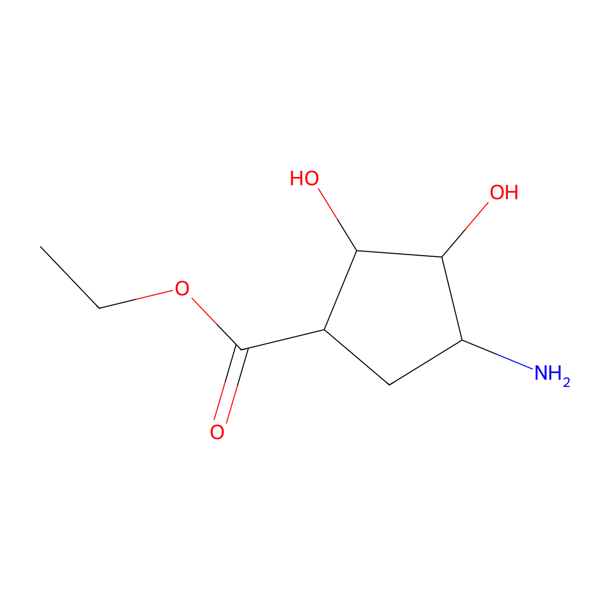 rac-ethyl (1R,2S,3R,4S)-4-amino-2,3-dihydroxycyclopentane-1-carboxylate molecular structure, CAS 772306-58-8
