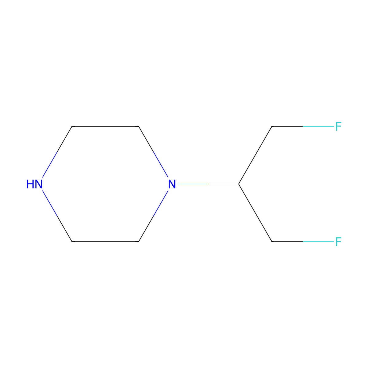 1-(1,3-Difluoro-2-propanyl)piperazine molecular structure, CAS 772330-41-3