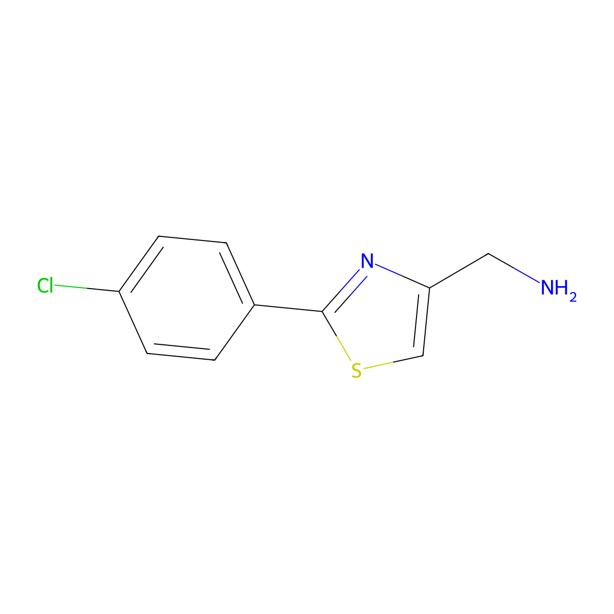 [2-(4-Chlorophenyl)-1,3-thiazol-4-yl]methanamine molecular structure, CAS 772338-96-2