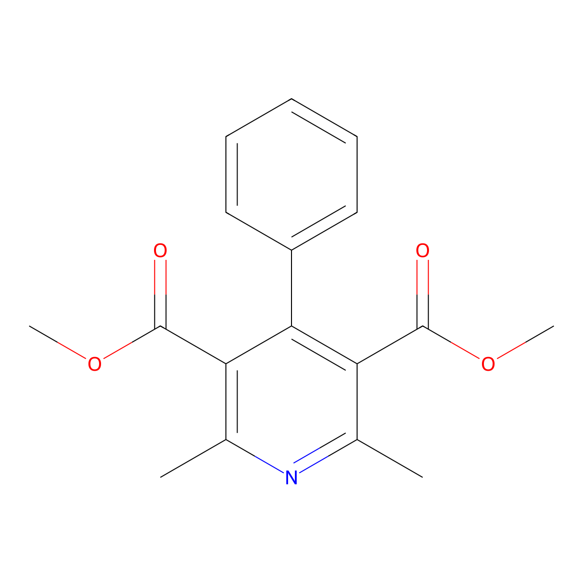 Dimethyl 2,6-dimethyl-4-phenylpyridine-3,5-dicarboxylate molecular structure, CAS 77234-00-5