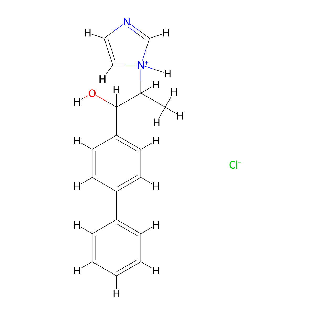 4-Biphenylmethanol, alpha-(1-(1-imidazolyl)ethyl)-, hydrochloride molecular structure, CAS 77234-86-7