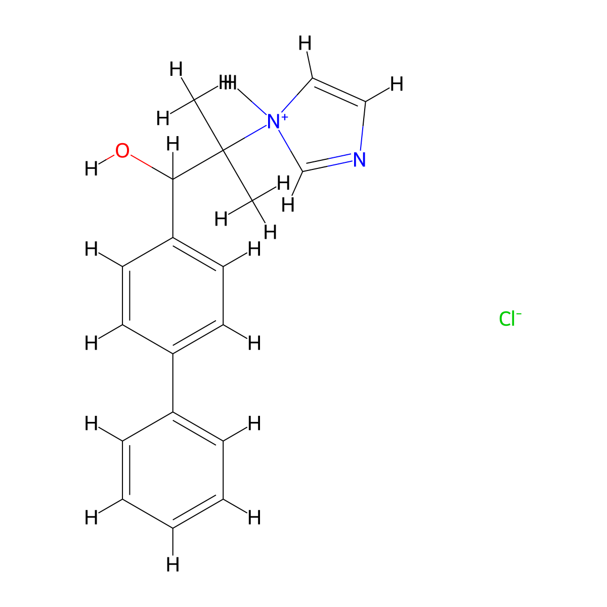 4-Biphenylmethanol, alpha-(2-(1-imidazolyl)-2-propyl)-, hydrochloride molecular structure, CAS 77234-87-8