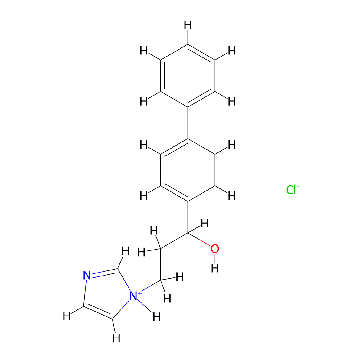 4-Biphenylmethanol, alpha-(2-(1-imidazolyl)ethyl)-, hydrochloride molecular structure, CAS 77234-88-9