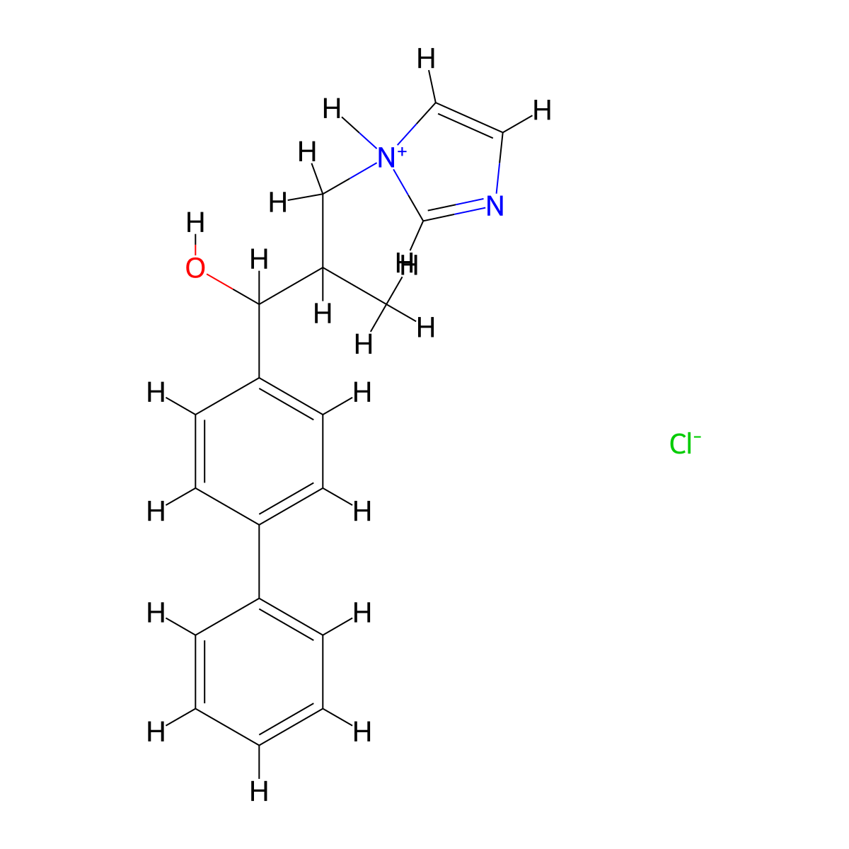 4-Biphenylmethanol, alpha-(1-(1-imidazolyl)-2-propyl)-, hydrochloride molecular structure, CAS 77234-89-0