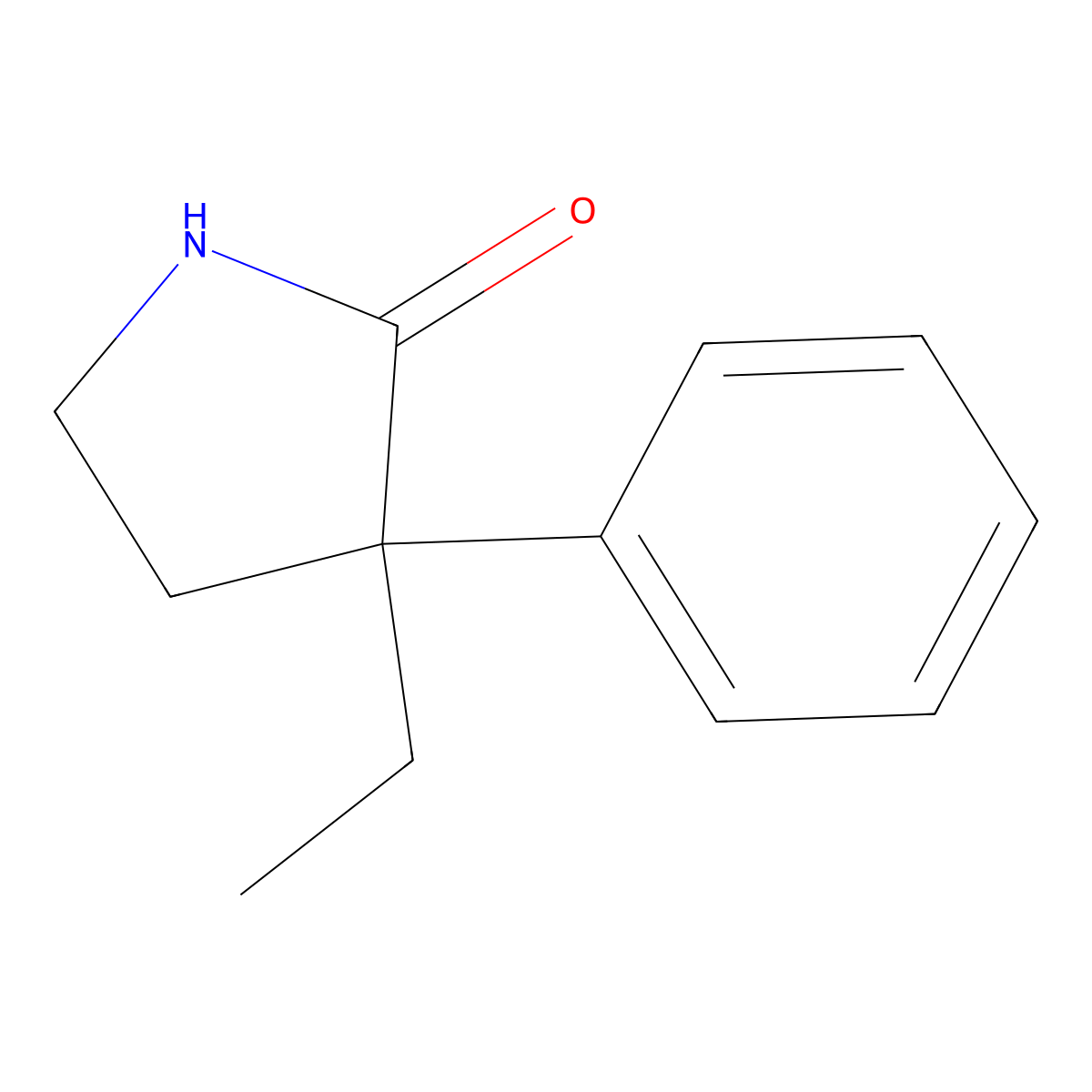 2-Pyrrolidinone, 3-ethyl-3-phenyl- molecular structure, CAS 77236-50-1