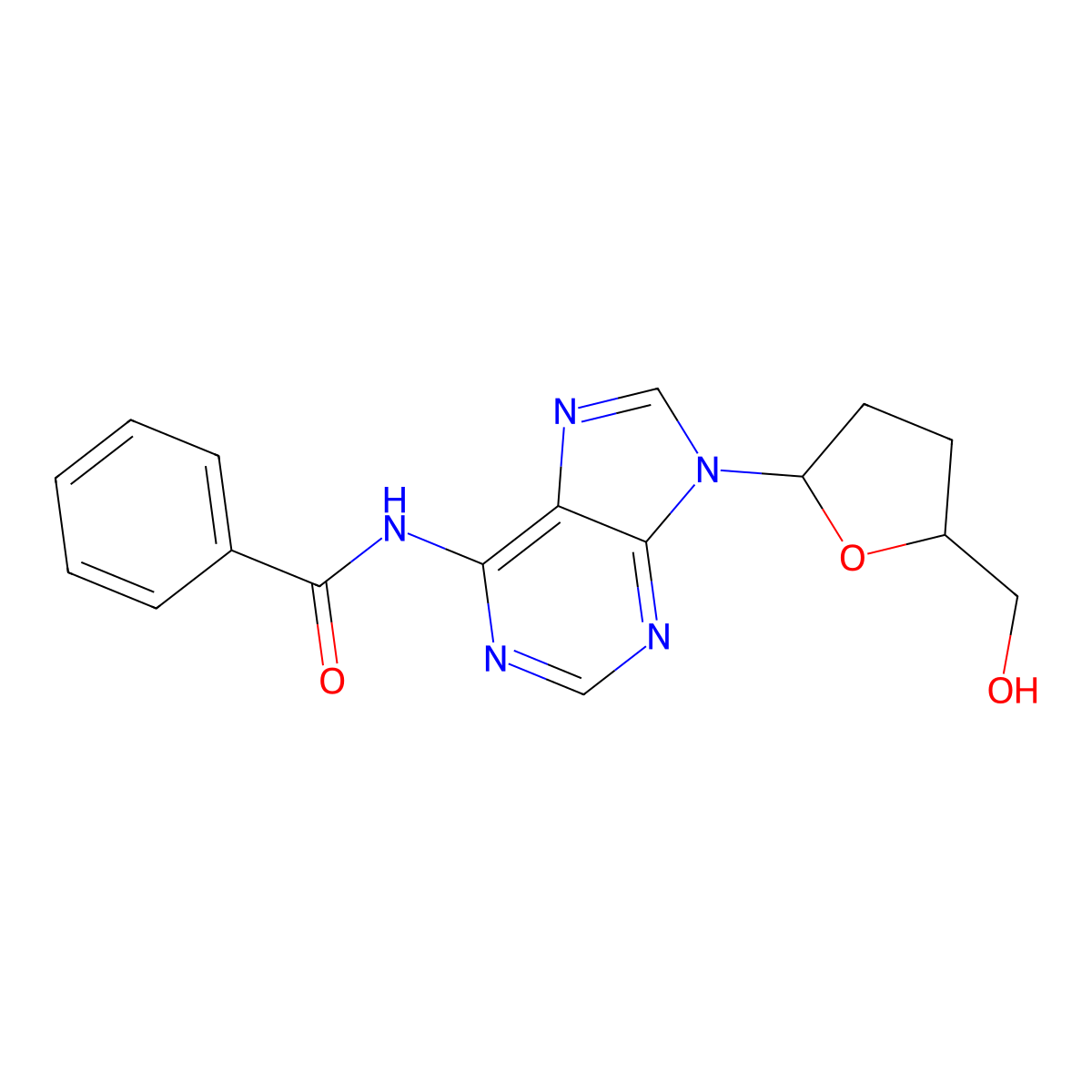 N6-Benzoyl-2',3'-dideoxyadenosine molecular structure, CAS 77244-86-1