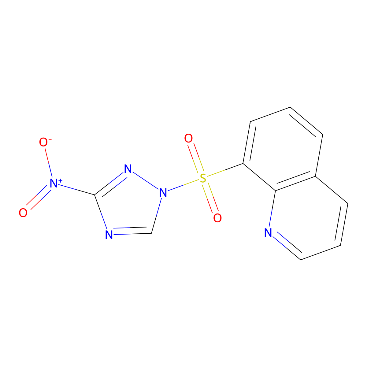 8-((3-(Hydroxy(oxido)amino)-1H-1,2,4-triazol-1-yl)sulfonyl)quinoline molecular structure, CAS 77244-88-3