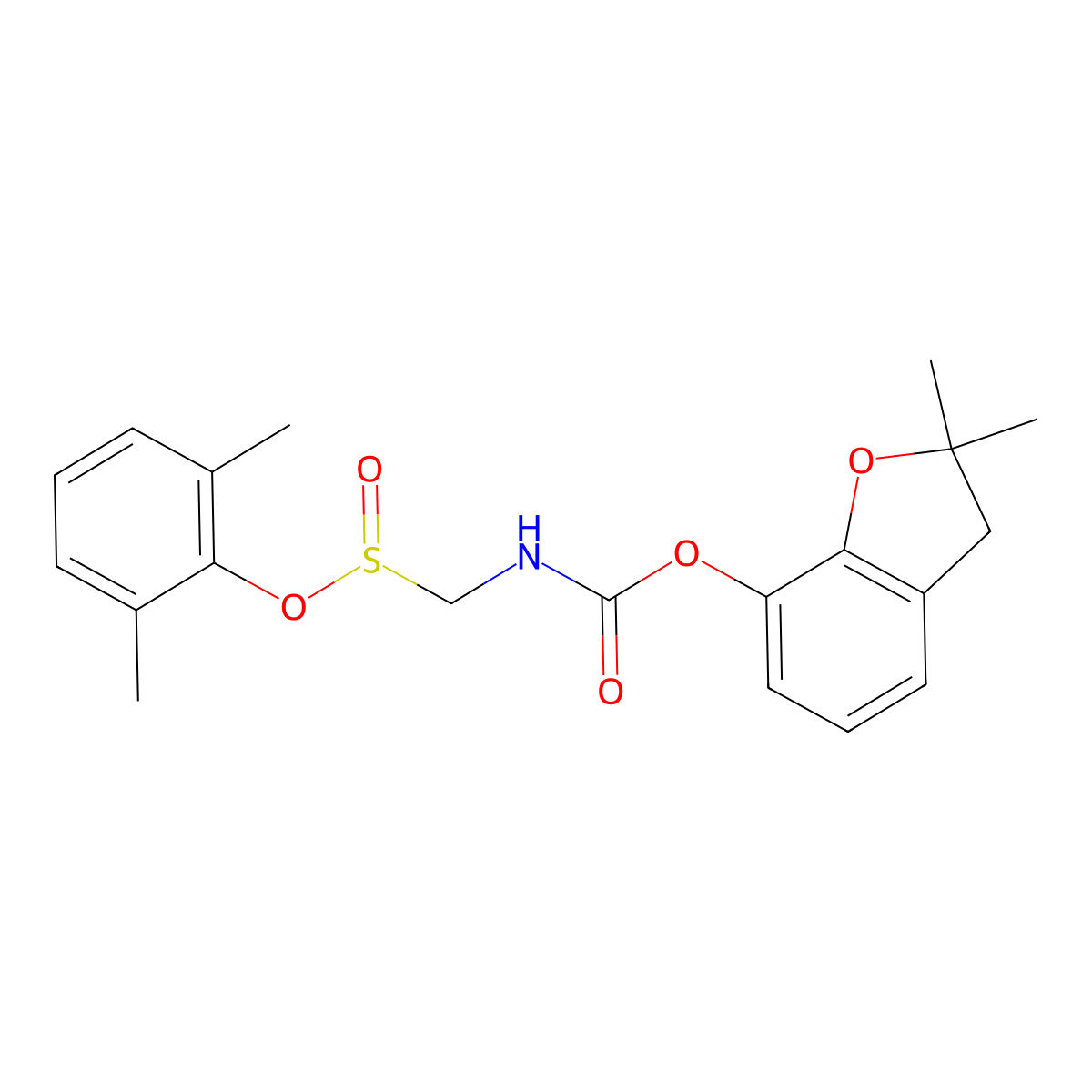 Carbamic acid, ((2,6-dimethylphenoxy)sulfinyl)methyl-, 2,3-dihydro-2,2-dimethyl-7-benzofuranyl ester molecular structure, CAS 77248-44-3