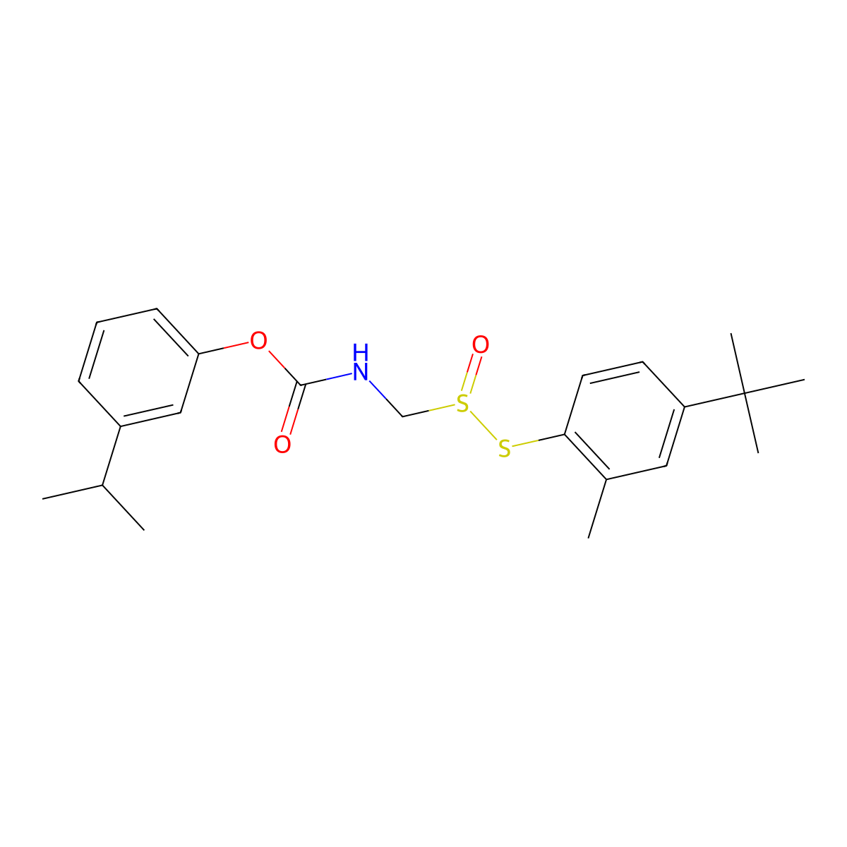 Carbamic acid, (((4-((1,1-dimethylethyl)-2-methylphenyl)thio)sulfinyl)methyl)-, 3-(1-methylethyl)phenyl ester molecular structure, CAS 77248-47-6