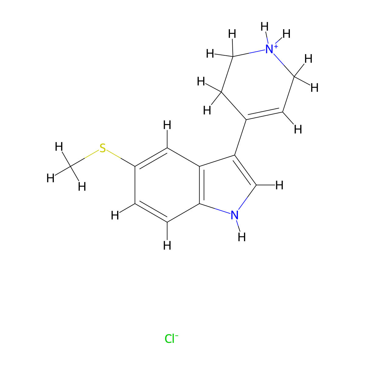 5-(Methylsulfanyl)-3-(1,2,3,6-tetrahydropyridin-4-yl)-1H-indole--hydrogen chloride (1/1) molecular structure, CAS 77248-66-9