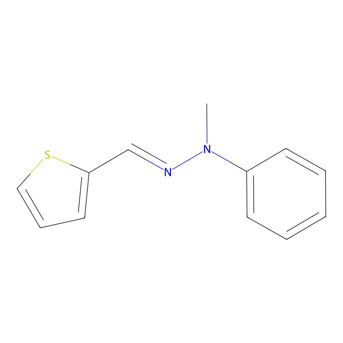 N-methyl-N-(thiophen-2-ylmethylideneamino)aniline molecular structure, CAS 77249-38-8