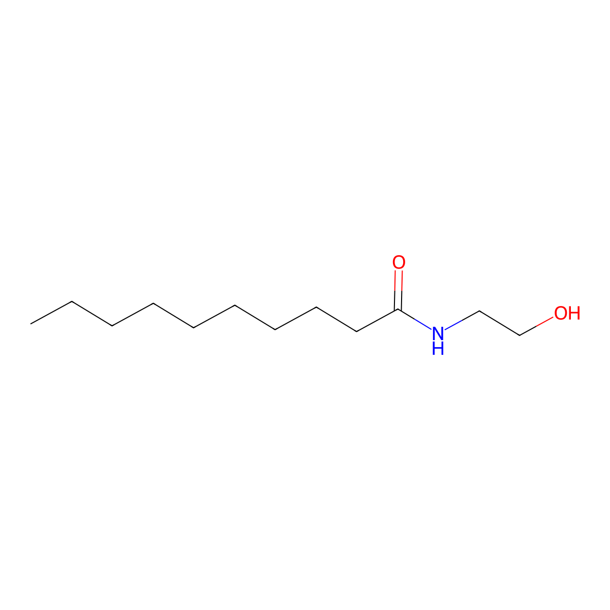 Capric monoethanolamide molecular structure, CAS 7726-08-1