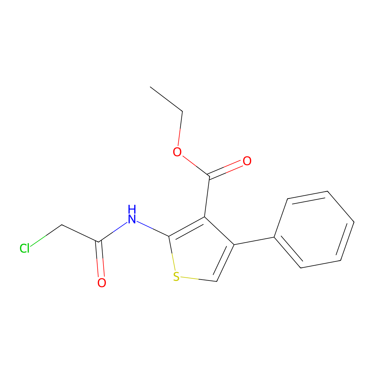 Ethyl 2-(2-chloroacetamido)-4-phenylthiophene-3-carboxylate molecular structure, CAS 77261-21-3