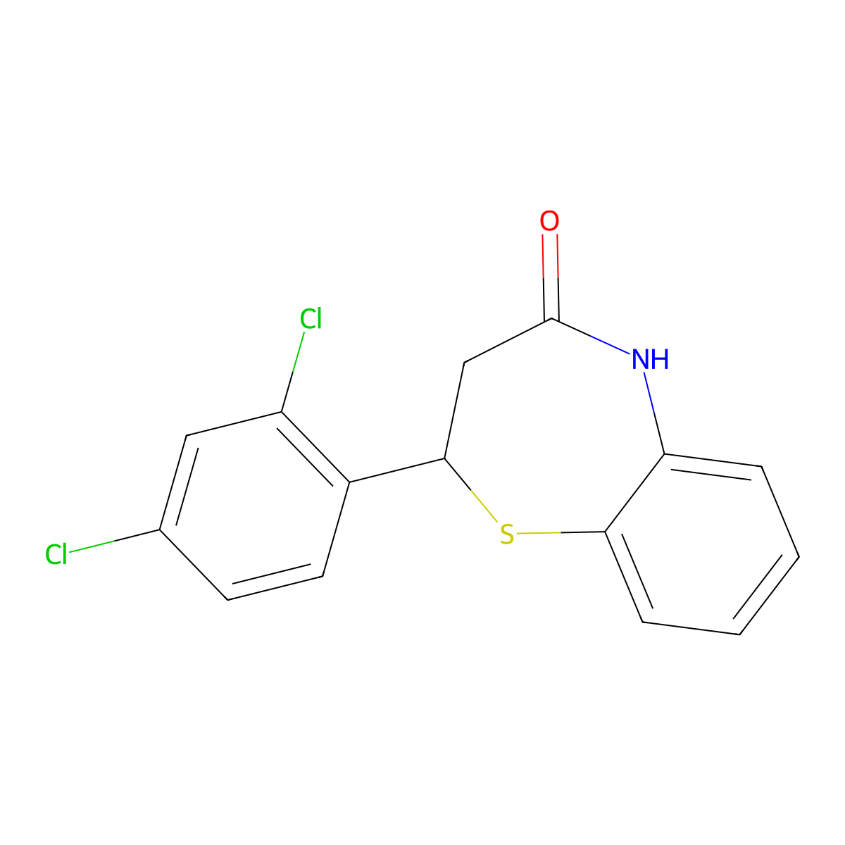 2-(2,4-Dichlorophenyl)-2,3-dihydro-1,5-benzothiazepin-4(5H)-one molecular structure, CAS 77261-94-0