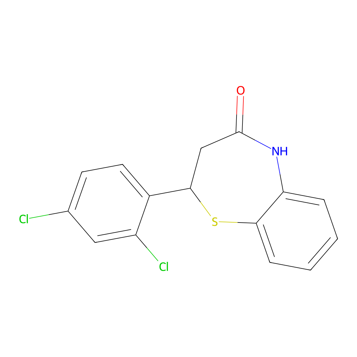 2-(2,4-Dichlorophenyl)-2,3-dihydro-1,5-benzothiazepin-4(5H)-one molecular structure, CAS 77261-94-0