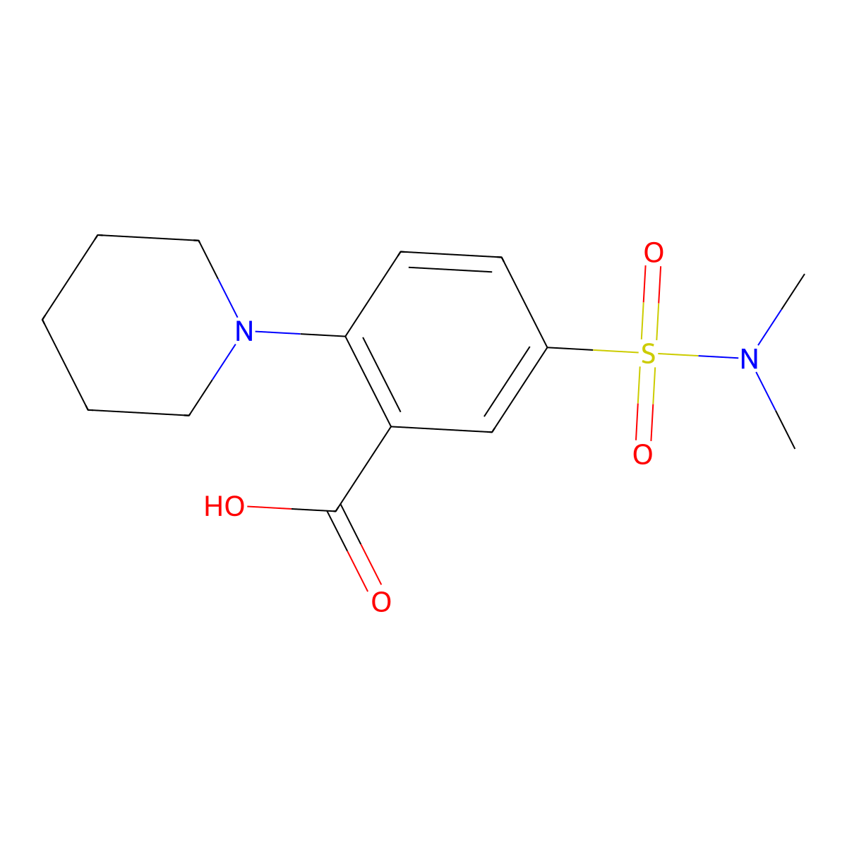5-(Dimethylsulfamoyl)-2-(piperidin-1-yl)benzoic acid molecular structure, CAS 77266-65-0