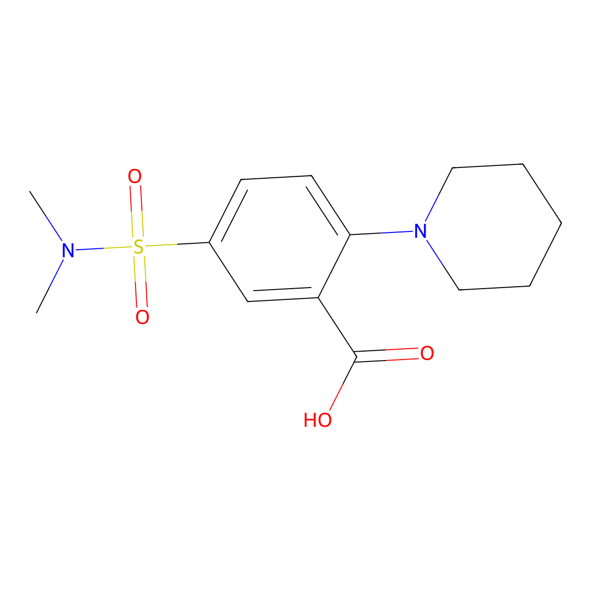 5-(Dimethylsulfamoyl)-2-(piperidin-1-yl)benzoic acid molecular structure, CAS 77266-65-0