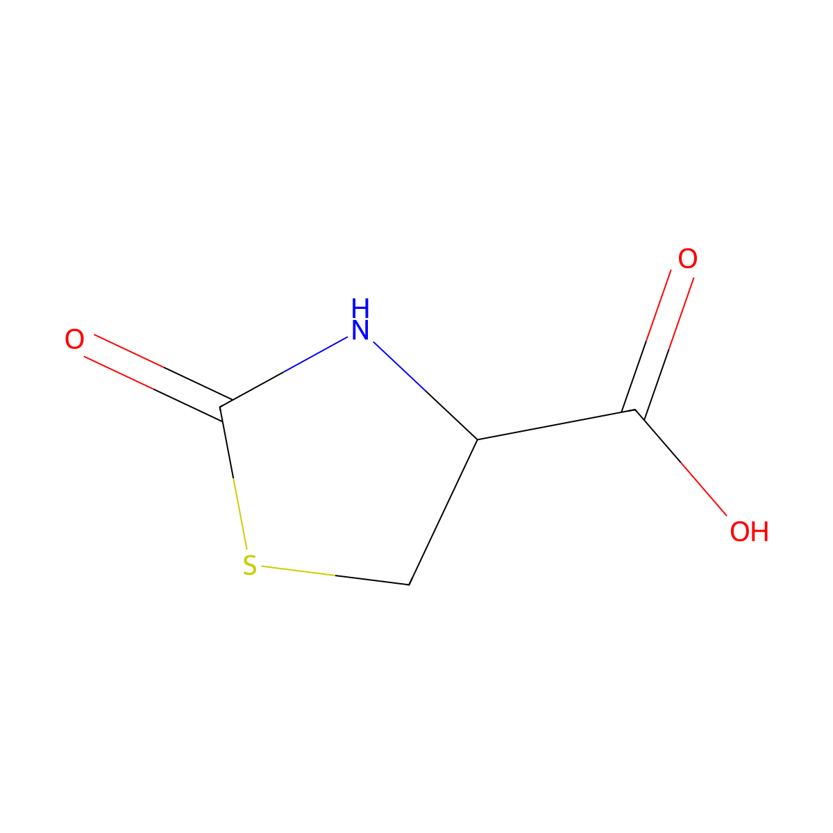 (4S)-2-oxo-1,3-thiazolidine-4-carboxylic acid molecular structure, CAS 77273-78-0
