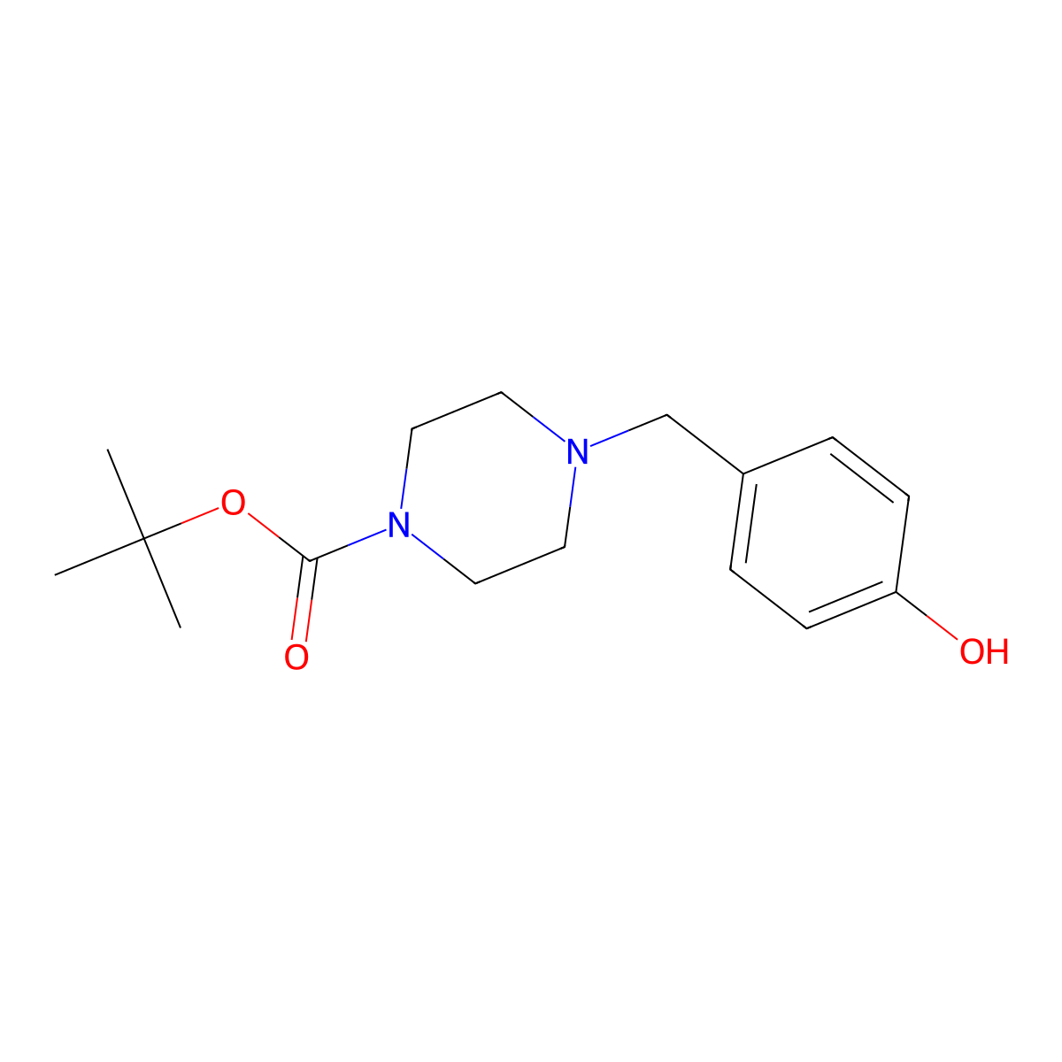 Tert-butyl 4-(4-hydroxybenzyl)piperazine-1-carboxylate molecular structure, CAS 77278-44-5