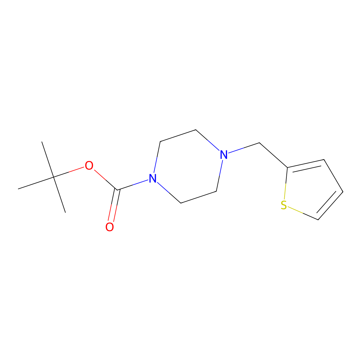 Tert-butyl 4-(thiophen-2-ylmethyl)piperazine-1-carboxylate molecular structure, CAS 77278-68-3