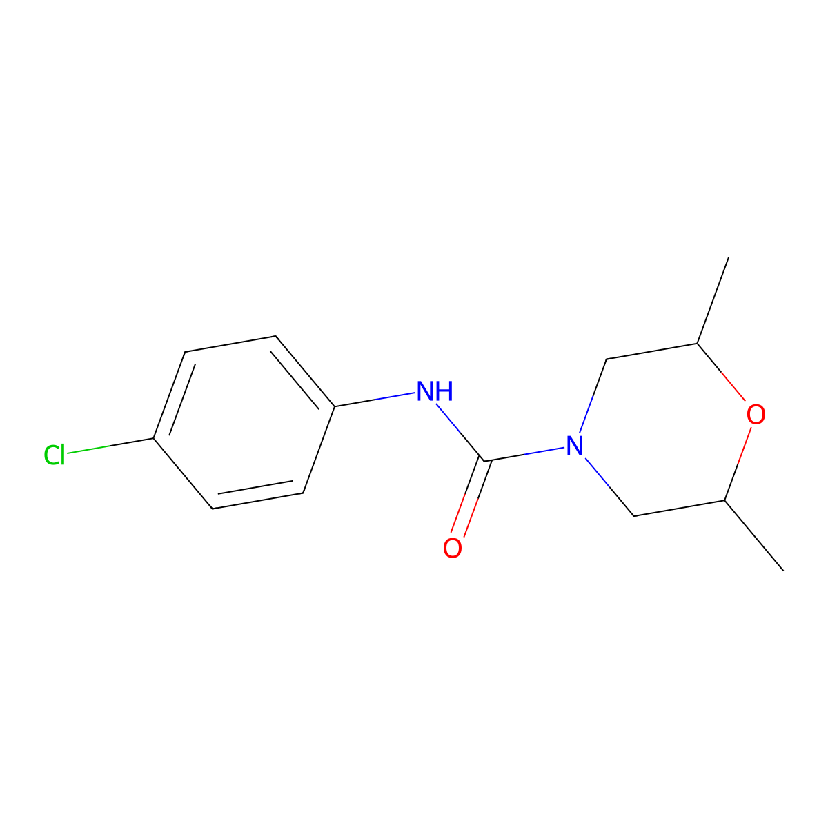 4-(N-(4-Chlorophenyl)carbamoyl)-2,6-dimethylmorpholine molecular structure, CAS 77280-30-9