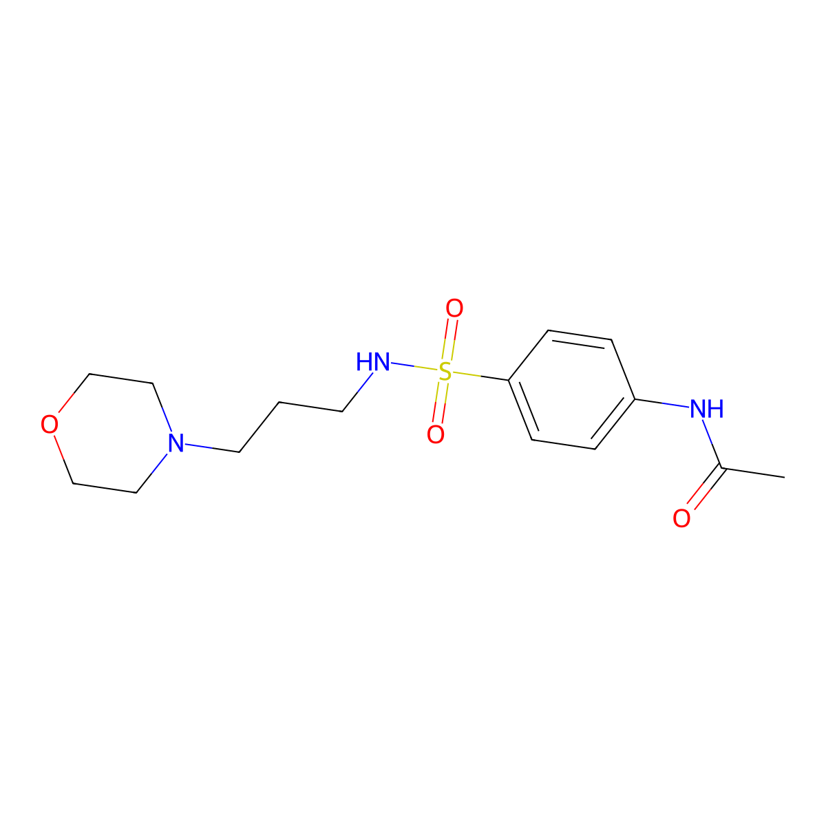 N-(4-{[3-(morpholin-4-yl)propyl]sulfamoyl}phenyl)acetamide molecular structure, CAS 77283-38-6