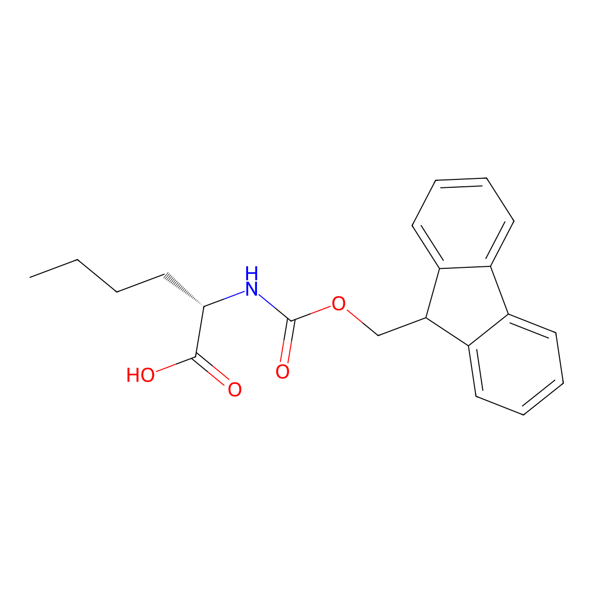 (2S)-2-((((9H-fluoren-9-yl)methoxy)carbonyl)amino)hexanoic acid molecular structure, CAS 77284-32-3