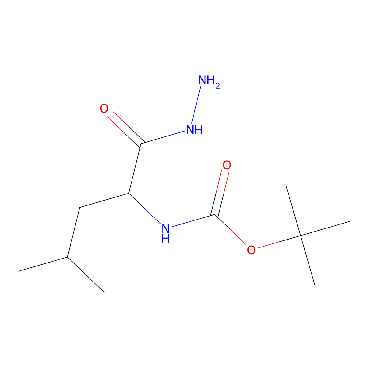 tert-butyl N-[(1S)-1-(hydrazinecarbonyl)-3-methylbutyl]carbamate molecular structure, CAS 77284-59-4